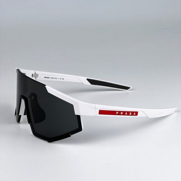 NEW Prada PS04WSF TWK06F White Rubber Dark Grey Rectangle Unisex Sunglasses - Picture 9 of 11